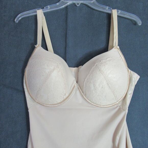 Maidenform Bra Corset Top Womens 38D Nude Lace Slimming Body Shaper Underwire - Picture 2 of 11